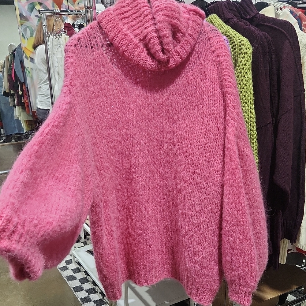 Cozy Pink Cowl Neck Sweater